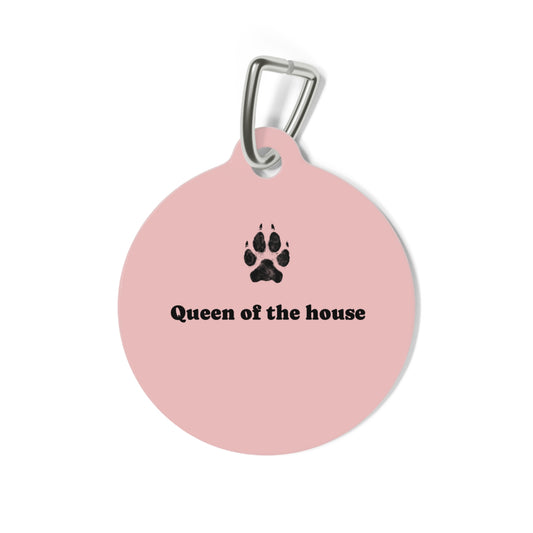 Dog Tag — "Queen of the House" Pink