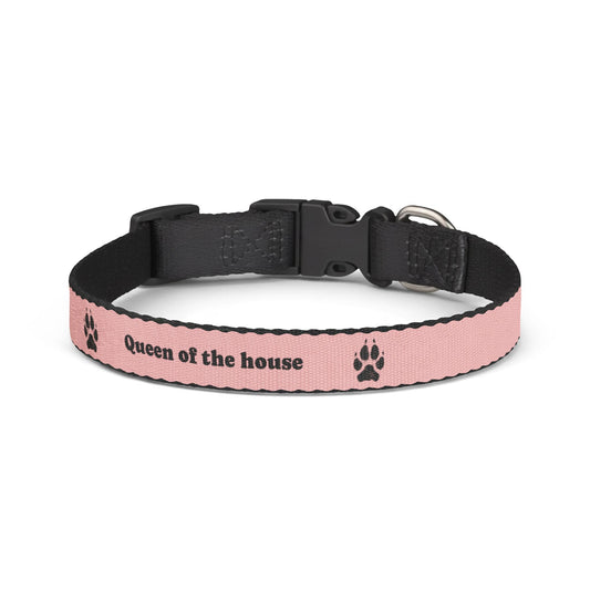 Clip-On Dog Collar — "Queen of the House" Pink