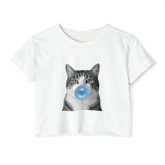 Cat Blue Bubblegum Crop Top