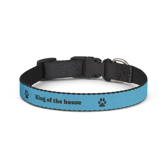 Clip-On Cat Collar — "King of the House" Blue