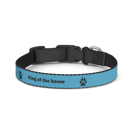 Clip-On Dog Collar — "King of the House" Blue